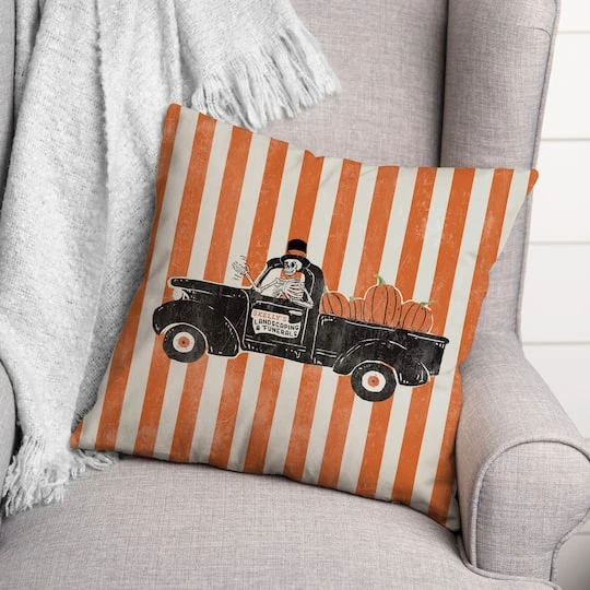 Skelly's Landscaping Truck Spun Poly Throw Pillow 3 Skelly's Landscaping Truck Spun Poly Throw Pillow - Image 3