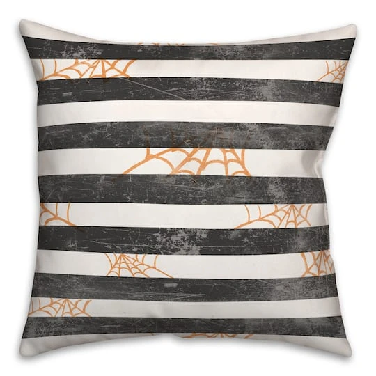 Spiderwebs & Stripes Spun Poly Throw Pillow 2 Spiderwebs & Stripes Spun Poly Throw Pillow - Image 2