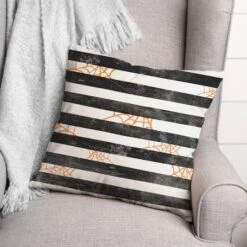 Spiderwebs & Stripes Spun Poly Throw Pillow 5 Spiderwebs & Stripes Spun Poly Throw Pillow -Halloween Decor Shop D442968S 2
