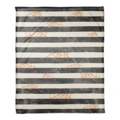 Spiderwebs & Stripes Fleece Throw 5 Spiderwebs & Stripes Fleece Throw -Halloween Decor Shop D442975S 1 1