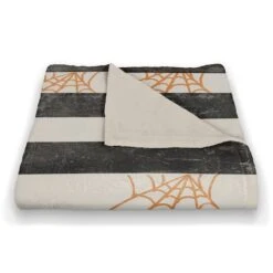 Spiderwebs & Stripes Fleece Throw 6 Spiderwebs & Stripes Fleece Throw -Halloween Decor Shop D442975S 2