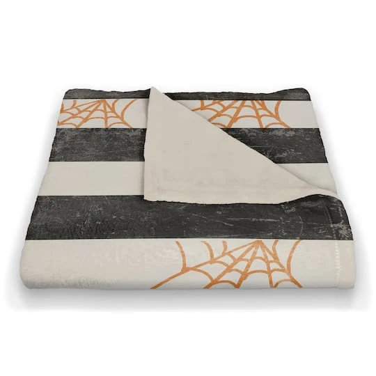 Spiderwebs & Stripes Fleece Throw 3 Spiderwebs & Stripes Fleece Throw - Image 3