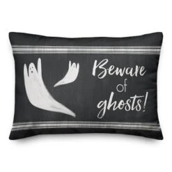 Beware Of Ghosts Black Throw Pillow