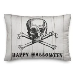 Happy Halloween Skull Throw Pillow