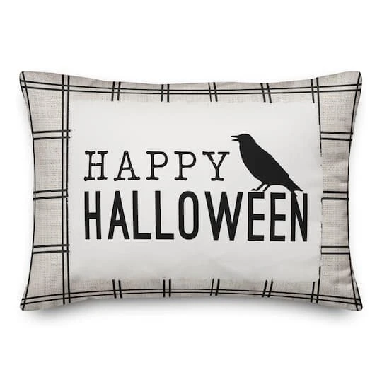 Happy Halloween Crow Throw Pillow 1 Happy Halloween Crow Throw Pillow
