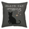 Black Cat Crossing Throw Pillow -Halloween Decor Shop D442981S 1