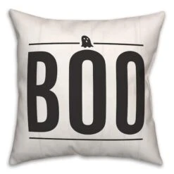 Boo Ghost On Wood Throw Pillow