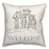 Haunted House Welcome Throw Pillow 16 Haunted House Welcome Throw Pillow -Halloween Decor Shop D442983S 1