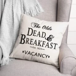 The Olde Dead & Breakfast Stripes Throw Pillow -Halloween Decor Shop D442984S 3