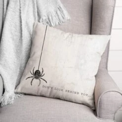 Don't Look Behind You Spider Throw Pillow 5 Don't Look Behind You Spider Throw Pillow -Halloween Decor Shop D442985S 2