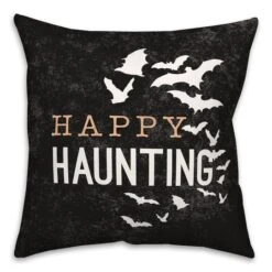 Happy Haunting Bats Throw Pillow