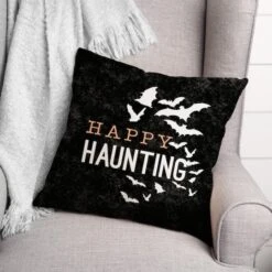 Happy Haunting Bats Throw Pillow 5 Happy Haunting Bats Throw Pillow -Halloween Decor Shop D442987S 2