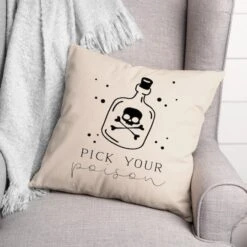 Pick Your Poison Bottle Throw Pillow -Halloween Decor Shop D442992S 2