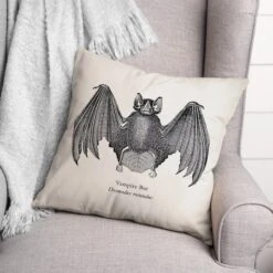 Scientific Bat Throw Pillow -Halloween Decor Shop D442994S 2