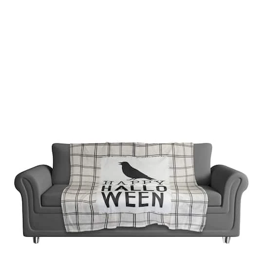 Happy Halloween Crow Fleece Blanket 3 Happy Halloween Crow Fleece Blanket - Image 3
