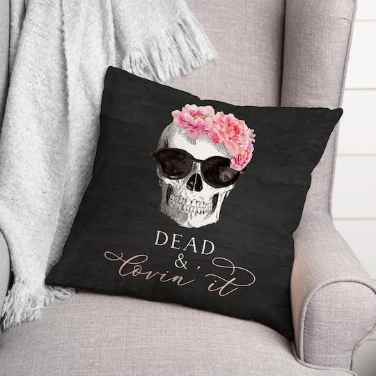 Dead & Lovin' It Skull Throw Pillow 3 Dead & Lovin' It Skull Throw Pillow - Image 3