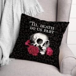 Til Death Do Us Part Skull Throw Pillow 5 Til Death Do Us Part Skull Throw Pillow -Halloween Decor Shop D443010S 2