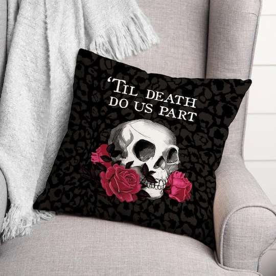 Til Death Do Us Part Skull Throw Pillow 3 Til Death Do Us Part Skull Throw Pillow - Image 3