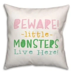 Beware Monsters Throw Pillow