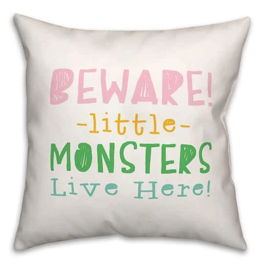Beware Monsters Throw Pillow 1 Beware Monsters Throw Pillow