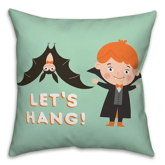 Let's Hang Vampire Bat Throw Pillow 1 Let's Hang Vampire Bat Throw Pillow