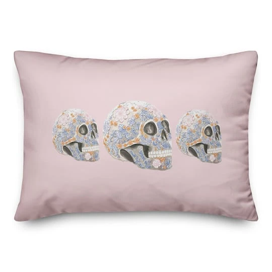 Floral Sugar Skulls Throw Pillow 1 Floral Sugar Skulls Throw Pillow