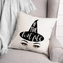 If The Hat Fits Throw Pillow 5 If The Hat Fits Throw Pillow -Halloween Decor Shop D443066S 2