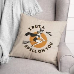 Retro Witch Throw Pillow 5 Retro Witch Throw Pillow -Halloween Decor Shop D443067S 2