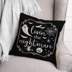 Livin The Nightmare Throw Pillow -Halloween Decor Shop D443068S 2