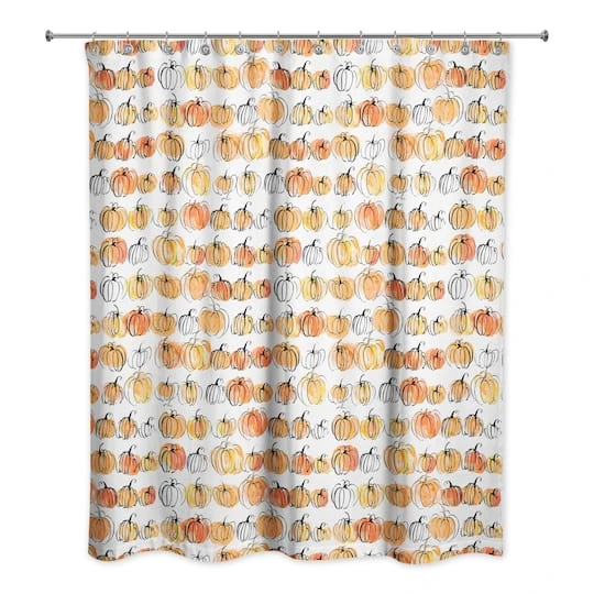 Watercolor Pumpkins Shower Curtain 1 Watercolor Pumpkins Shower Curtain