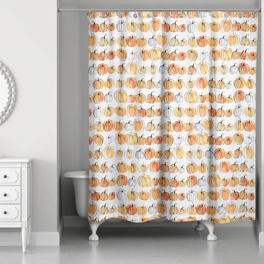 Watercolor Pumpkins Shower Curtain 3 Watercolor Pumpkins Shower Curtain - Image 3