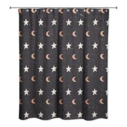 Moon & Stars Pattern Shower Curtain 4 Moon & Stars Pattern Shower Curtain -Halloween Decor Shop D443082S 1 1
