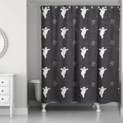 Retro Ghost Pattern Shower Curtain -Halloween Decor Shop D443083S 2