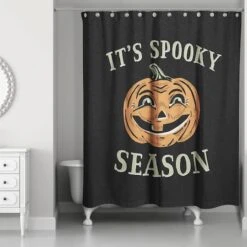 Retro Pumpkin Spooky Season 71" X 74" Shower Curtain -Halloween Decor Shop D443085S 2