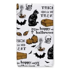 Halloween Coffin Vintage Pattern Tea Towel Set -Halloween Decor Shop D443090S 2