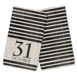 Halloween Date Newspaper Distressed Tea Towel Set