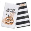Mid Mod Pumpkin Happy Haunting Tea Towel Set 12 Mid Mod Pumpkin Happy Haunting Tea Towel Set -Halloween Decor Shop D443094S 1