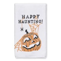 Mid Mod Pumpkin Happy Haunting Tea Towel Set -Halloween Decor Shop D443094S 2