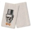 Skull Tophat Newspaper Bowtie Tea Towel Set -Halloween Decor Shop D443097S 1