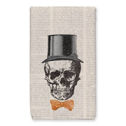 Skull Tophat Newspaper Bowtie Tea Towel Set 3 Skull Tophat Newspaper Bowtie Tea Towel Set - Image 3