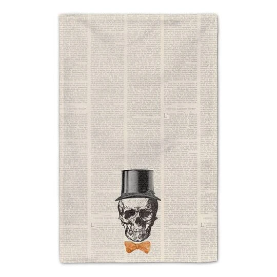 Skull Tophat Newspaper Bowtie Tea Towel Set 4 Skull Tophat Newspaper Bowtie Tea Towel Set - Image 4