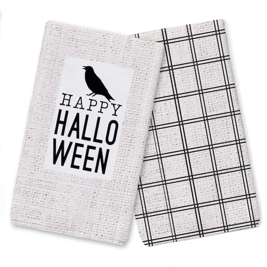 Happy Halloween Crow Tea Towel Set 1 Happy Halloween Crow Tea Towel Set