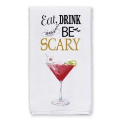 Be Scary Cocktail Tea Towel Set 8 Be Scary Cocktail Tea Towel Set -Halloween Decor Shop D443111S 2