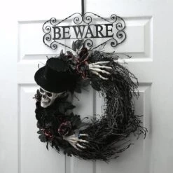16" Halloween Beware Wreath Hanger -Halloween Decor Shop D445264S 2