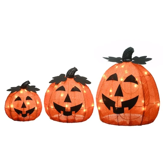 15" Orange LED Jack-O-Lantern Trio 2 15" Orange LED Jack-O-Lantern Trio - Image 2