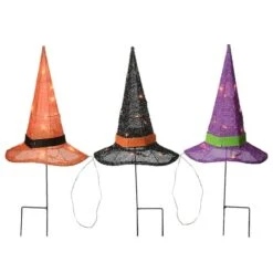 23" Multicolor LED Witch Hat Halloween Garden Stakes -Halloween Decor Shop D445303S 14