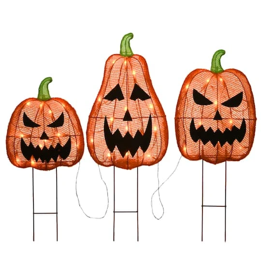 26" Orange LED Jack-O-Lantern Halloween Garden Stakes 1 26" Orange LED Jack-O-Lantern Halloween Garden Stakes