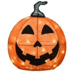 16" Orange LED Happy Jack-O-Lantern Halloween Decor