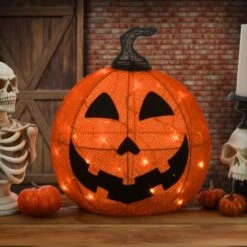 16" Orange LED Happy Jack-O-Lantern Halloween Decor -Halloween Decor Shop D445309S 2