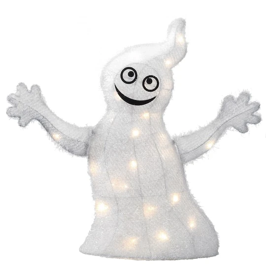 18" White LED Smiling Ghost Halloween Decor 1 18" White LED Smiling Ghost Halloween Decor